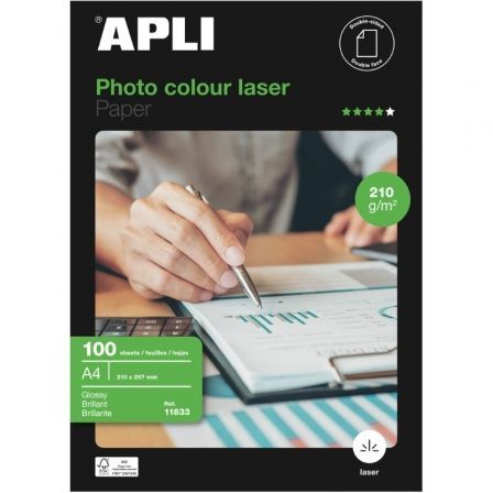 Apli Papel Fotográfico Láser A4 Brillo Doble Cara 210g